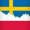 Sweden and Poland national flags separated by a line chart.