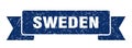 Sweden ribbon banner. Sweden grunge band sign.