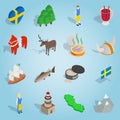 Sweden set icons, isometric 3d style