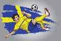 Sweden soccer player with flag as a background Royalty Free Stock Photo