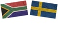 Sweden and South Africa Flags Together Paper Texture Illustration