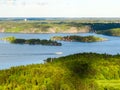 Sweden, Stockholm. Aerial view of small islands f