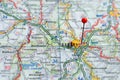 Sweden Stockholm, 07 April 2018: European cities on map series. Closeup of Kassel