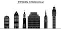 Sweden, Stockholm architecture vector city skyline, travel cityscape with landmarks, buildings, isolated sights on