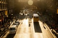 City traffic in Stockholm, Sweden, golden light