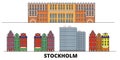 Sweden, Stockholm City flat landmarks vector illustration. Sweden, Stockholm City line city with famous travel sights