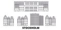 Sweden, Stockholm City line travel skyline set. Sweden, Stockholm City outline city vector illustration, symbol, travel