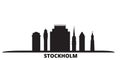 Sweden, Stockholm city skyline isolated vector illustration. Sweden, Stockholm travel black cityscape