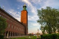 Sweden, Stockholm, May 29, 2018: City Hall Stadshuset tower building of Municipal Council