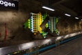 Sweden, Stockholm, May 30, 2018: underground metro tunnelbana station Vastra Skogen