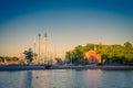 Sweden, Stockholm, May 30, 2018: View of Djurgarden island Tivoli carousel