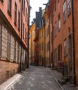 Sweden, Stockholm, on an old street in Gamlastan. The ancient part of the city Royalty Free Stock Photo