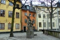 Sweden, Stockholm, 78 Prastgatan, monument Young man mounting horse