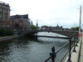 Sweden, Stockholm - the Riksbron bridge, Riksdagshuset and canal in Stockholm. Royalty Free Stock Photo