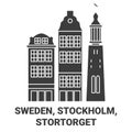 Sweden, Stockholm, Stortorget travel landmark vector illustration