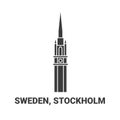 Sweden, Stockholm travel landmark vector illustration