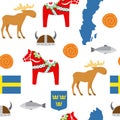 Sweden symbols seamless pattern