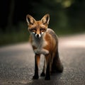 Sweden, Uppland, Lidingo, Fox standing on road Royalty Free Stock Photo