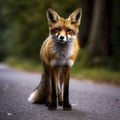 Sweden, Uppland, Lidingo, Fox standing on road Royalty Free Stock Photo