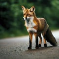 Sweden, Uppland, Lidingo, Fox standing on road Royalty Free Stock Photo