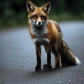 Sweden, Uppland, Lidingo, Fox standing on road Royalty Free Stock Photo