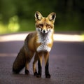 Sweden, Uppland, Lidingo, Fox standing on road Royalty Free Stock Photo