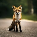 Sweden, Uppland, Lidingo, Fox standing on road Royalty Free Stock Photo