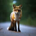 Sweden, Uppland, Lidingo, Fox standing on road Royalty Free Stock Photo