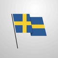 Sweden waving Flag design vector background Royalty Free Stock Photo