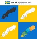 Sweden - Vector highly detailed political map with regions, prov Royalty Free Stock Photo