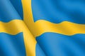 Sweden waving flag 3d illustration wind ripple Royalty Free Stock Photo