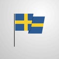 Sweden waving Flag design vector background Royalty Free Stock Photo