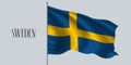 Sweden waving flag on flagpole vector illustration Royalty Free Stock Photo