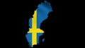 Sweden waving flag map with alpha channel and seamless loop