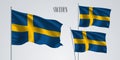 Sweden waving flag set of vector illustration Royalty Free Stock Photo