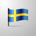 Sweden waving Shiny Flag design vector Royalty Free Stock Photo