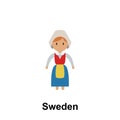 Sweden, woman cartoon icon. Element of People around the world color icon. Premium quality graphic design icon. Signs and symbols