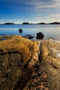 Swedish archipelago landscape with rocks, ocean and islets Royalty Free Stock Photo