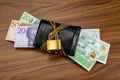 Swedish banknotes sticking out from a locked black wallet Royalty Free Stock Photo