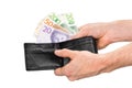 Swedish banknotes is taken up from a black wallet. Royalty Free Stock Photo