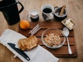 Swedish breakfast on wooden plate