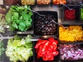 Swedish buffet vegetable ingredients in casseroles