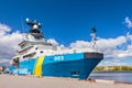 Swedish coastguard ship in the harbour of the city of Karlskron