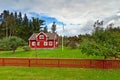 Swedish cottage house on the side of forest Royalty Free Stock Photo