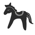 Swedish Dala or Daleclarian horse floral folk pattern in black and white horse
