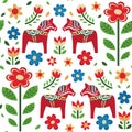 Swedish Dala horse pattern Creative texture for fabric and textile Royalty Free Stock Photo