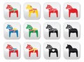 Swedish Dalecarlian, Dala horse buttons set