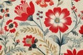 Swedish Embroidery Features Delicate Floral Motifs And Traditional Folk Art Designs. Generative AI