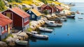 Swedish Fishing Village Laguna. Generative ai