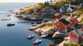 Swedish Fishing Village Laguna. Generative ai